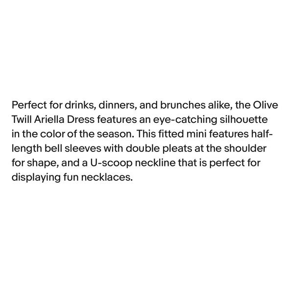 TUCKERNUCK Olive Twill Ariella Mini Dress NWT Size Medium - Picture 5 of 6